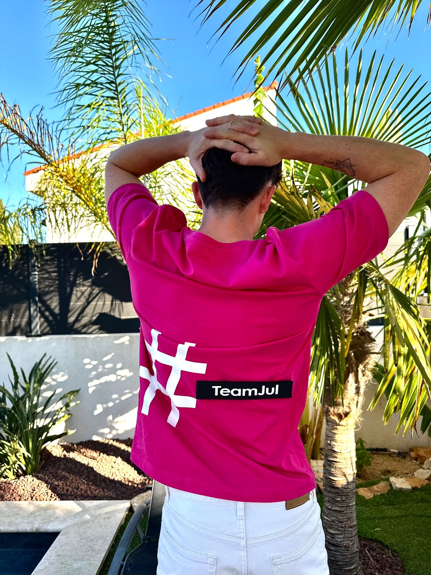 T-shirt DYMALCT Fuchsia et Blanc