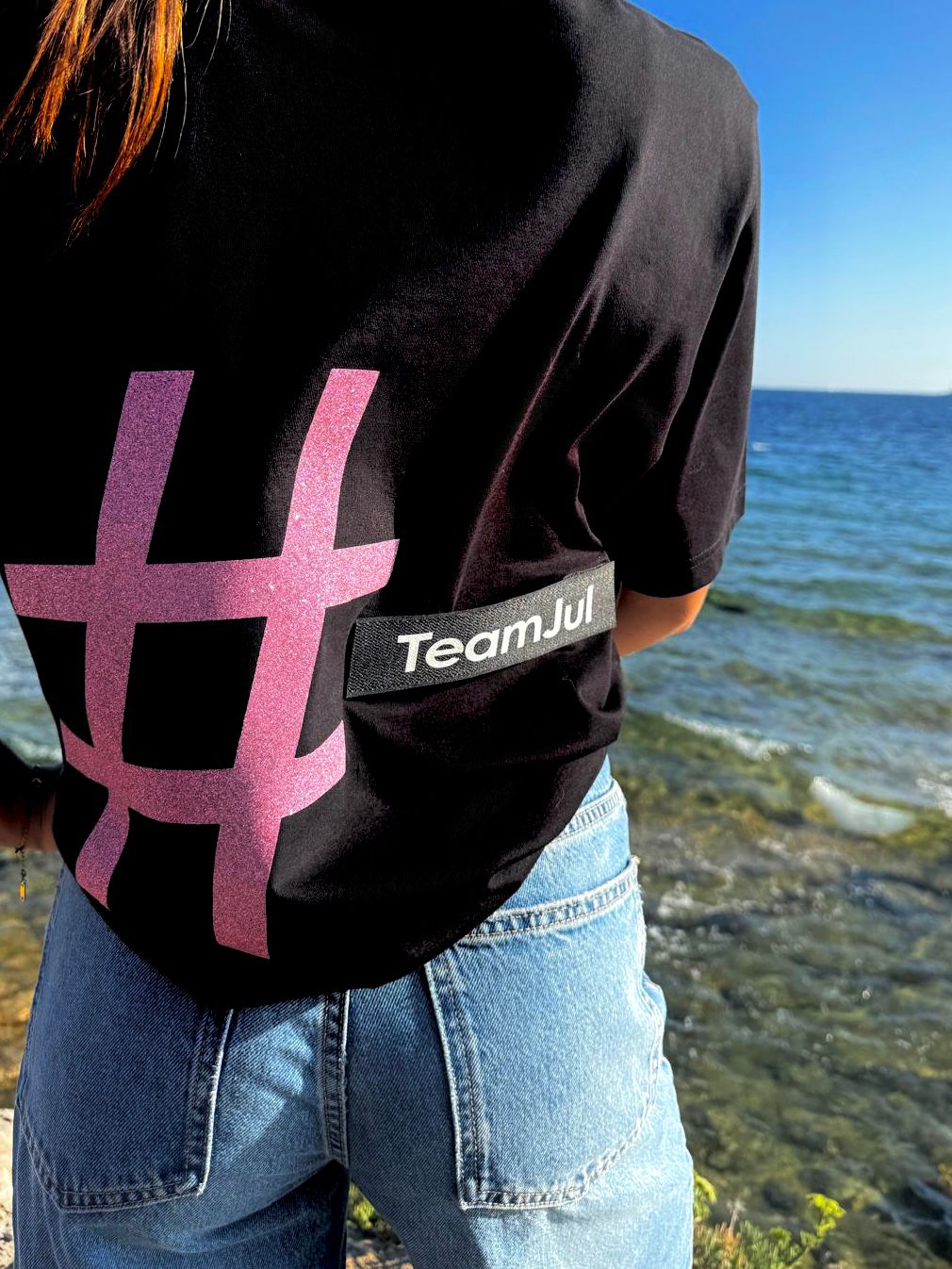 T-shirt DYMALCT Noir et Rose pailleté