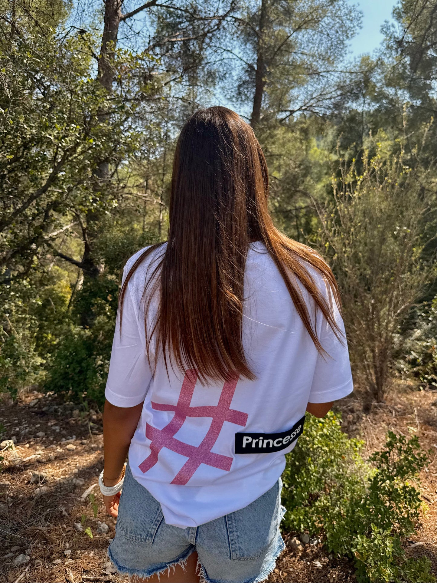 T-shirt DYMALCT Blanc et Rose pailleté