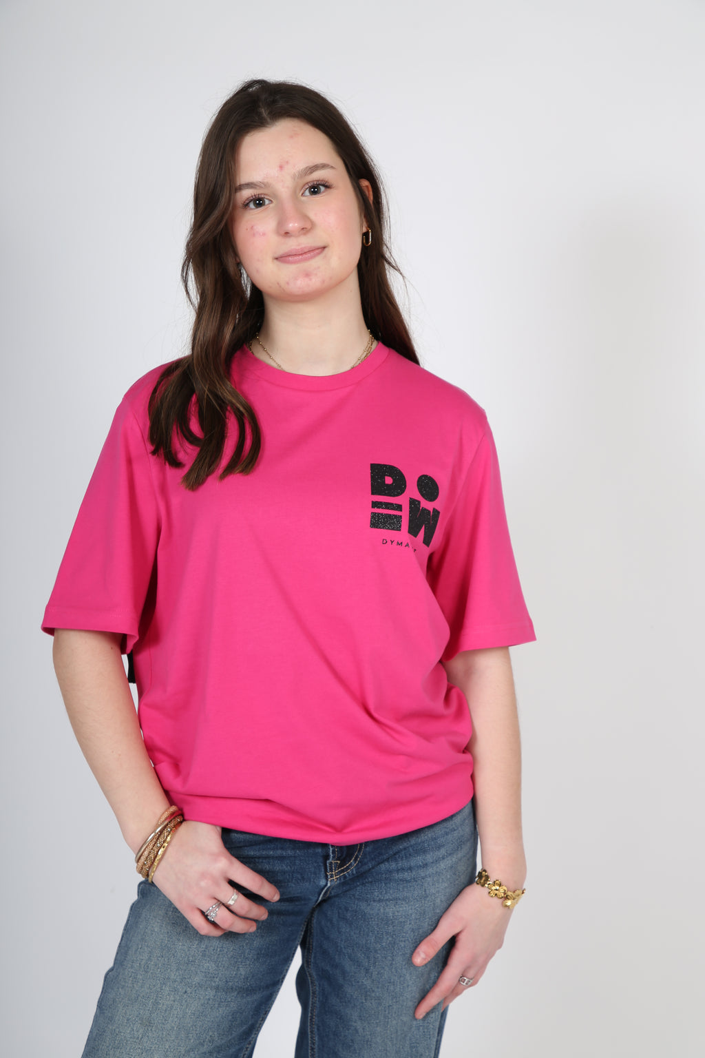 T-shirt AMOUR fuchsia et noir pailleté