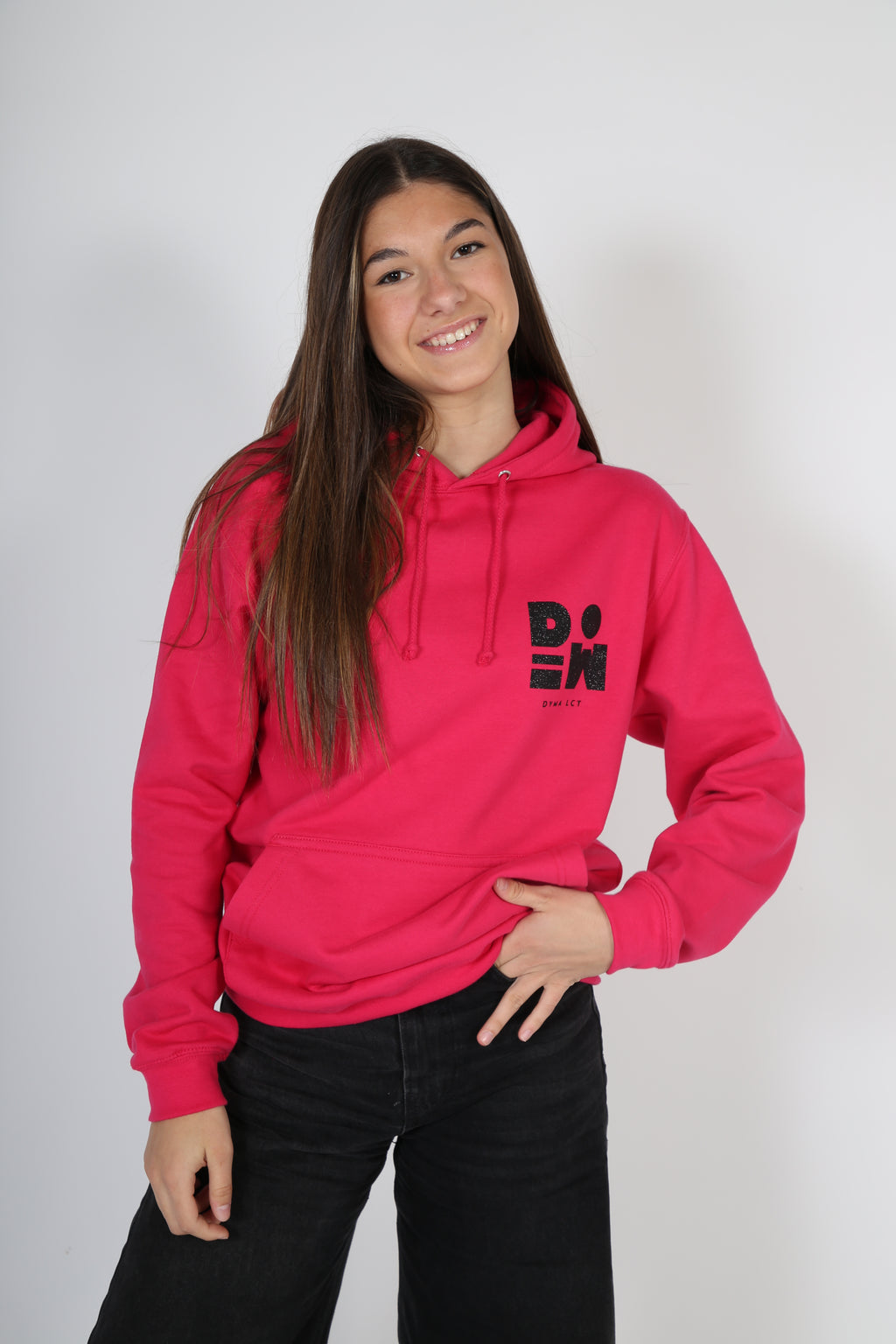 Sweat AMOUR fuchsia et noir pailleté