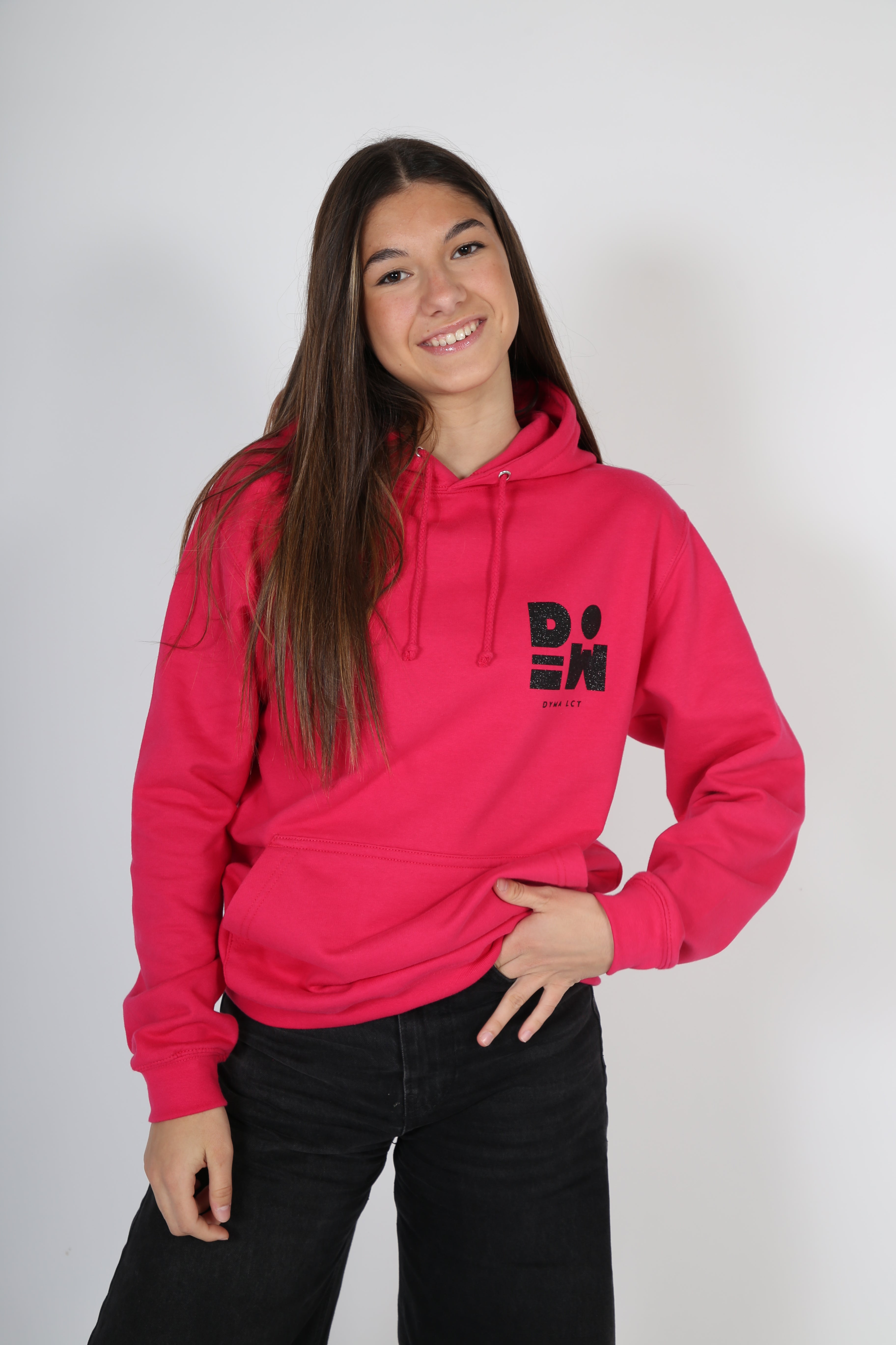 Sweat AMOUR fuchsia et noir pailleté